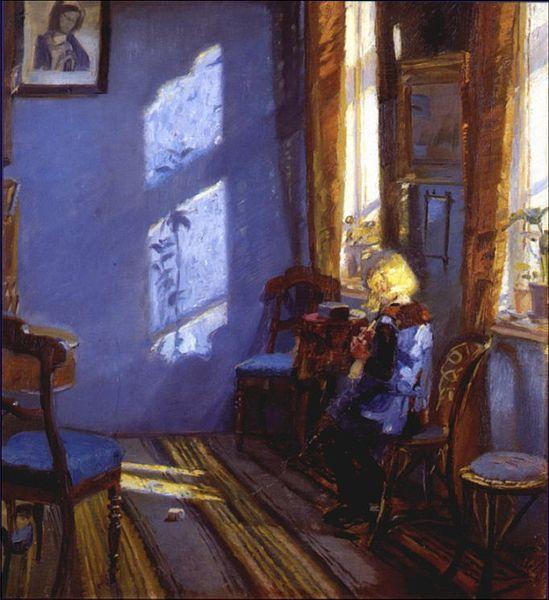 Anna Ancher Sunlight in the blue room oil painting picture